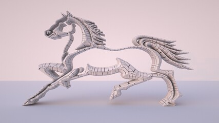 Obraz premium 3D Illustration of a horse. Very helpful for Modelers, Artists, and Painters and they must view at maximum resolution to see minute details on this modeled horse to help them design their own version.