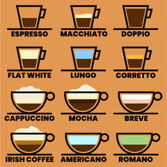 Collection of coffee icons. Drink vector illustration design
