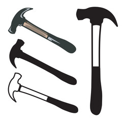set of hammer silhouette collection vector illustration