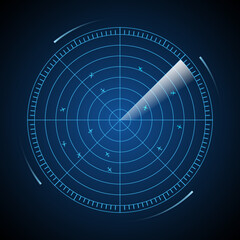 Abstract realistic radar screen background.Radar screen