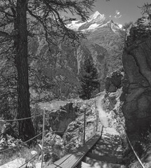 Fototapeta na wymiar The Weisshorn peak in Walliser alps over the Mattertal valley