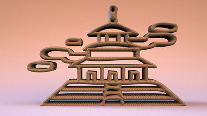3D Illustration of an object-artefact-art piece from the era of the ancient Chinese civilization. Modelers, Designers, Artists and Artisans must watch the mesh to easily make a version of their own.