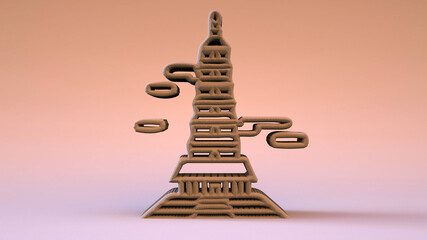 3D Illustration of an object-artefact-art piece from the era of the ancient Chinese civilization. Modelers, Designers, Artists and Artisans must watch the mesh to easily make a version of their own.