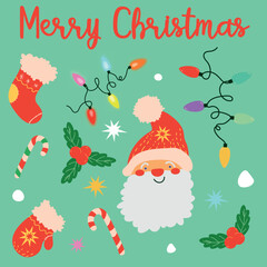 set of festive christmas elements