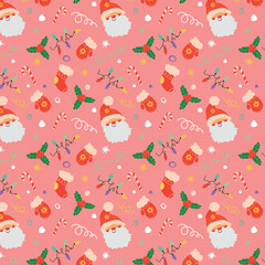Christmas pattern with santa and christmas lights