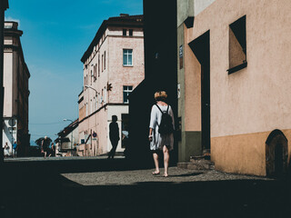 woman in white dress on the street