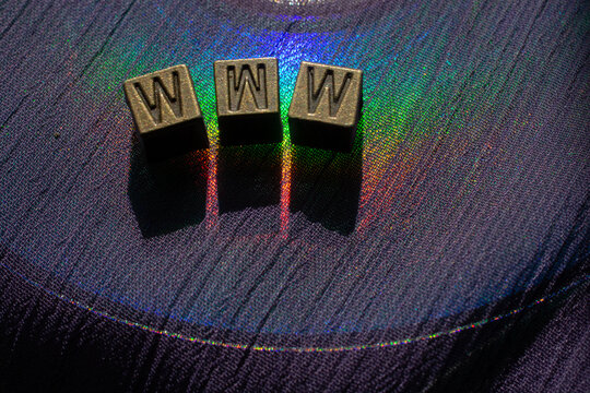 The word WWW consists of metal cubes with letters,