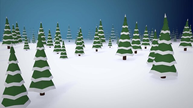 Christmas pinetree forest 3d scene render lots of space for design