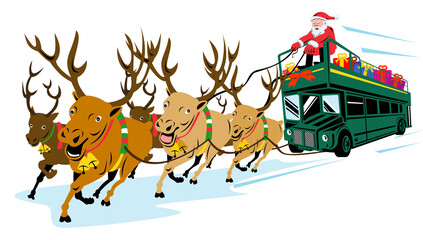Santa Claus Driving Bus