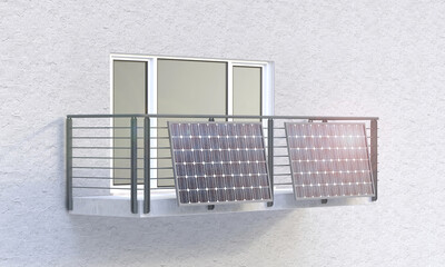 Balcony power plant - small home solar system - obrazy, fototapety, plakaty