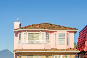 Houses in suburb at Spring in the north America. Luxury houses with nice landscape.