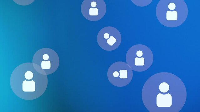 Social Person network icons pattern on blue background, abstract social, business and corporate style background