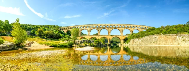 Papier Peint photo autocollant Pont du Gard Pont Du Gard, aqueduc romain, verset Pont Du Gard, France
