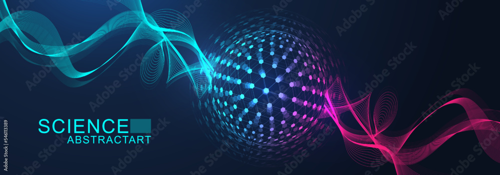 Poster quantum computing. quantum processing. artificial intelligence quantum computer technology concept. 