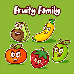 set of cartoon fruits