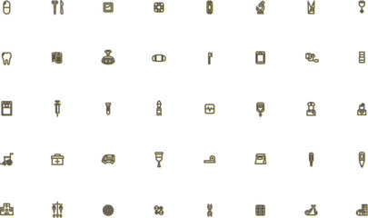 ミニ医療のイラストアイコンセット カラーシャドウ黄色
