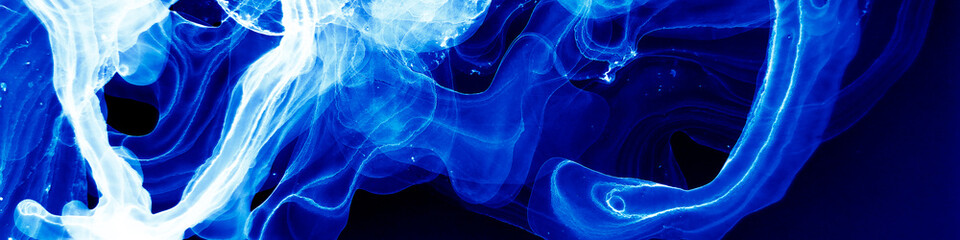 Blue Fluid. Dark Artistic Template. Marine