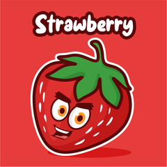 Cute strawberry character vector