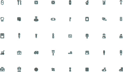 ミニ医療のイラストアイコンセット カラーシャドウ水色