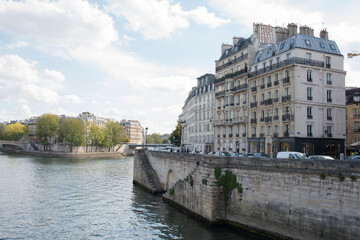 Fototapeta na wymiar Traditional residential building close to Seine river. Paris.