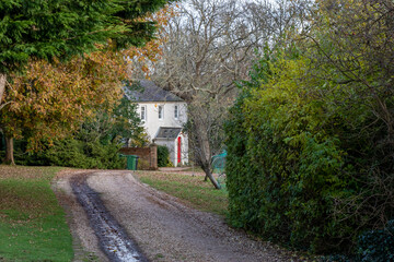 A country house in the trees.