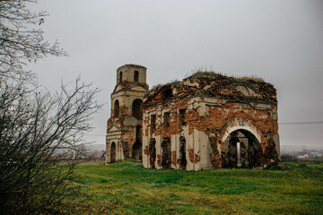 Old mysterious ruined abandoned church