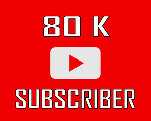 80 K subscriber white on red banner art vector illustration