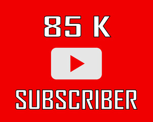 95 K subscriber white on red banner art vector illustration