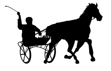 Horse and Jockey Harness Racing Retro