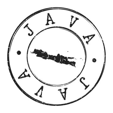 Java, Indonesia Silhouette Postal Passport. Stamp Round Vector Icon Map. Design Travel Postmark. 