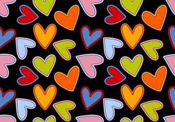 Valentines hearts seamless cartoon pattern for wrapping and kids clothes print and fabrics and gift box