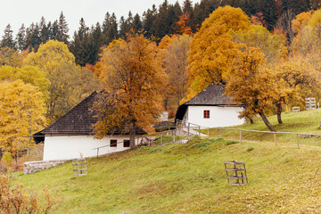 Colourful autumn in Kaliste village, Slovakia near Banska Bystrica.