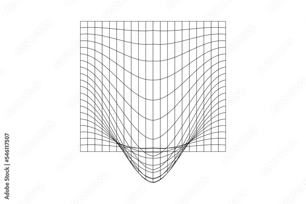 Wall mural distorted grid. mesh warp texture. futuristic net with convex effect. geometric deformation. gravity