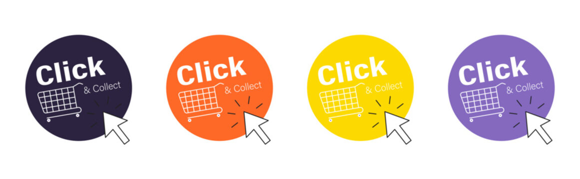 Click and collect on speech bubbles set
