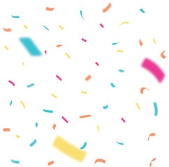 congratulatory background with colored confetti on white background. Vector illustration