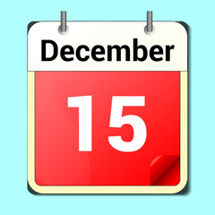day on the calendar, vector image format, December 15