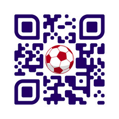 Smartphone readable QR code Play football with soccer ball icon. Vector illustration