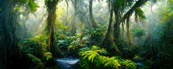 Enchanted tropical rain forest - obrazy, fototapety, plakaty