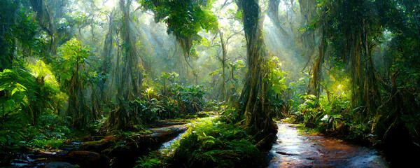 Enchanted tropical rain forest - obrazy, fototapety, plakaty