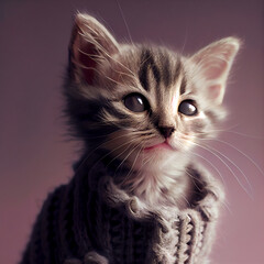 Fototapeta premium tabby kitten in a sweater