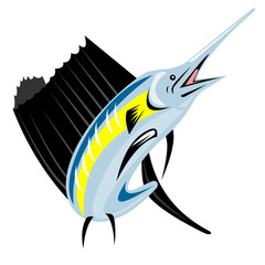 Sailfish Fish Jumping Retro