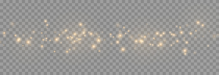 Vector magic dust. Gold dust png. Magic glow, light effect. Christmas background.	