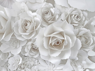 White roses background and texture. Beautiful white roses for wedding backdrop, background, greeting and invitation card, Mother day and Valentine's day