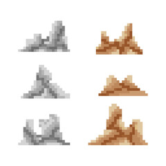 Rocks pixelart icon illustration