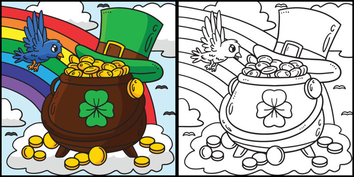 Saint Patricks Day Pot Of Gold Illustration