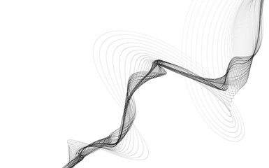 Abstract background with monochrome wave lines on white background.