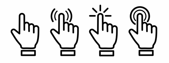 Cursor icon. Hand cursor icon set for computer. stock vector