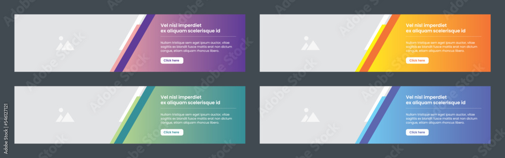 Wall mural set of web banner design template in vector illustration.