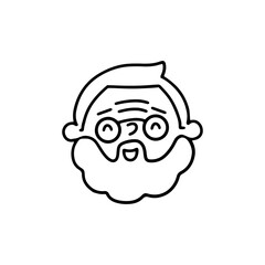 Portrait of an elderly laughing man. Vector illustration in doodle style