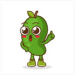 Mascot cartoon of mango fruit teacher. cute mango fruit character teaching. cute mango fruit Concept White Isolated. Flat Cartoon Style Suitable for Landing Page, Banner, Flyer, Sticker.
